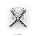 Knife with Suminagashi´s art tattoo design idea