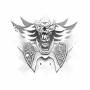 Knife with Suminagashi´s art tattoo design idea