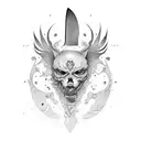 Knife with Suminagashi´s art tattoo design idea