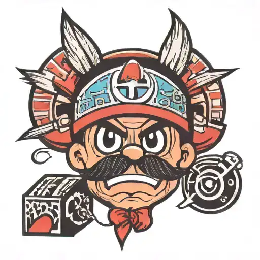 Kirby with a Toni Toni chopper hat on his head tattoo design idea
