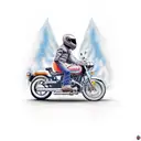 motorcycle with chick with ghost  tattoo design idea