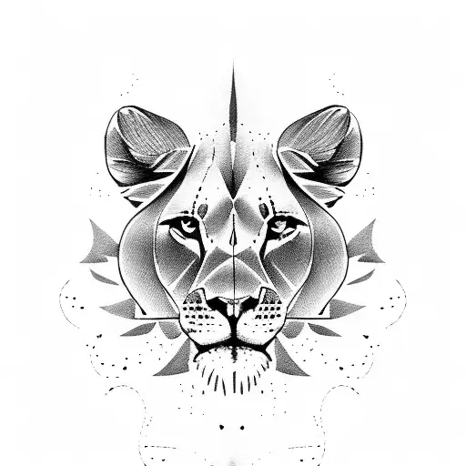 lioness and her cubs tattoo design idea