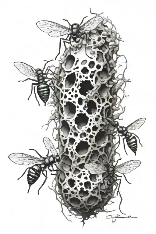 Ant nest collapse tattoo design idea