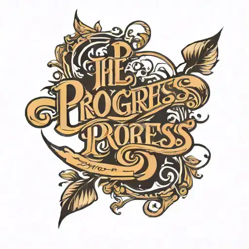 the word progress in script above the work perfection in script with a horizontal line between the two words.  tattoo design idea
