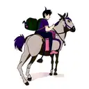 monkey with purple backpack riding a donkey tattoo design idea