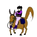 monkey with purple backpack riding a donkey tattoo design idea