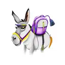 monkey with purple backpack riding a donkey tattoo design idea