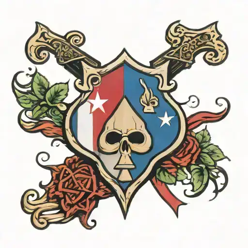 puerto rican and italian flag incorporated with ace of spades tattoo design idea