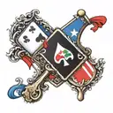 puerto rican and italian flag incorporated with ace of spades tattoo design idea