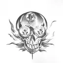 harley davidson motorcycle flames skull tattoo design idea