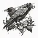 Raven Scary devil tattoo design idea