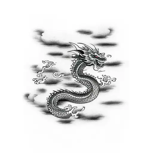Dragon with a few nimbus clouds  tattoo design idea