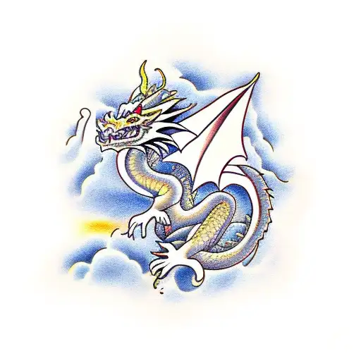 Dragon with a few clouds  tattoo design idea
