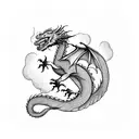 Dragon with clouds in foreground tattoo design idea
