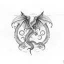 Dragon with clouds in foreground tattoo design idea