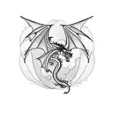 Dragon with clouds in foreground tattoo design idea