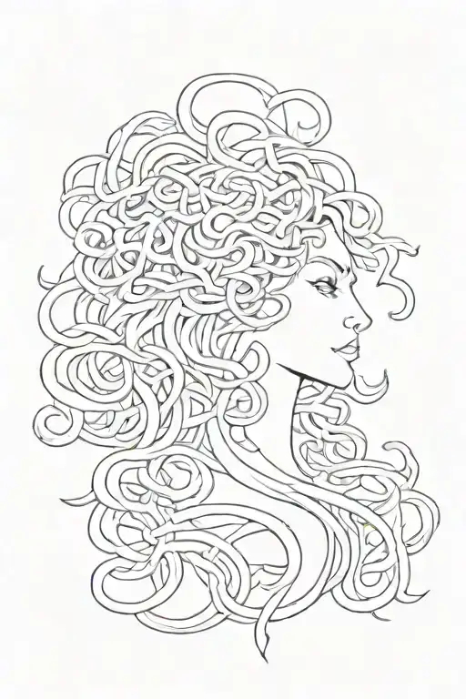 simple, Medusa, addicton, sexual assault survivor silhouette emerging tattoo design idea