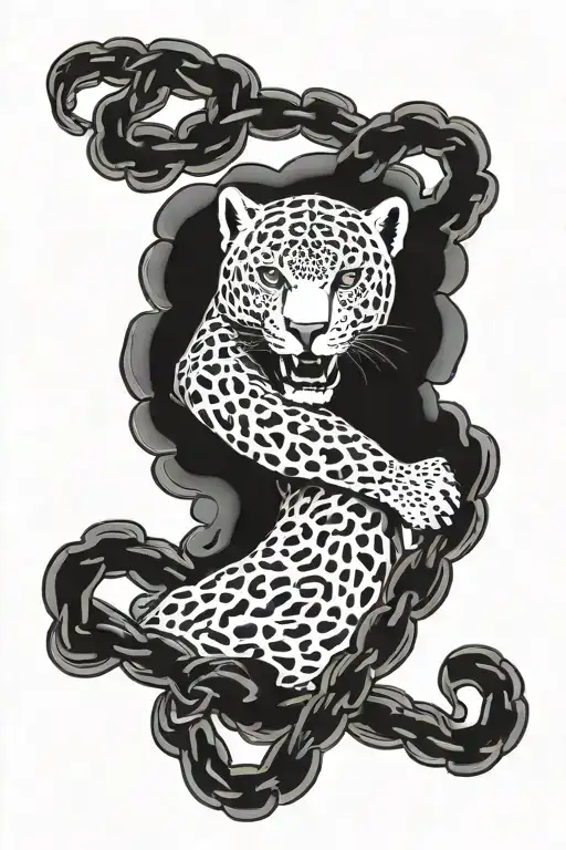 jaguar trapped in chains tattoo design idea