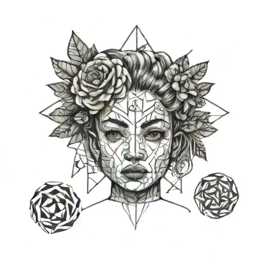 little girl face with amaranth tattoo design idea