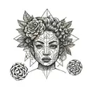 little girl face with amaranth tattoo design idea