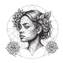 little girl face with amaranth tattoo design idea