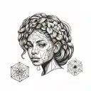 little girl face with amaranth tattoo design idea