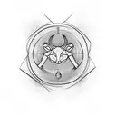 An abstract tattoo featuring a basketball hoop shaped like the Capricorn symbol, with the number 2000 hanging from the hoop. tattoo design idea