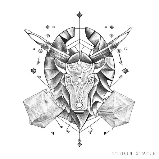 star signs Leo, Sagittarius, Taurus and Scorpio mixed in with Greek Mythology  tattoo design idea
