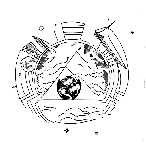 Earth travel  backpacking  tattoo design idea