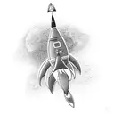 A rocket taking off, with its trajectory forming the lines of a graph, could symbolize growth, progress, and achievement tattoo design idea