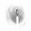 A rocket taking off, with its trajectory forming the lines of a graph tattoo design idea