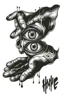 bleeding eye inside a hand tattoo design idea