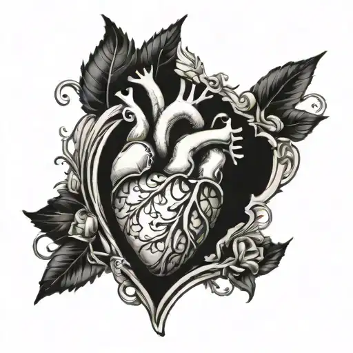 anatomical heart tattoo design idea