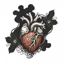 anatomical heart tattoo design idea