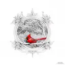 red cardinal  tattoo design idea