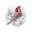 red cardinal  tattoo design idea