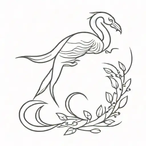 Zodiac sign Scorpio and acacia swan bird tattoo design idea
