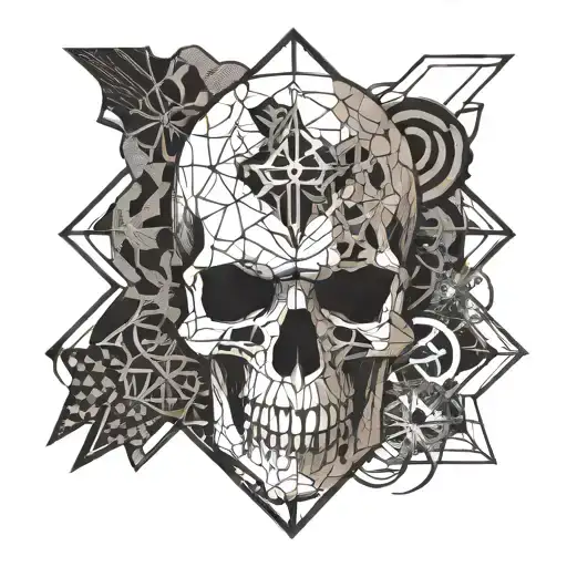 Chaos Symbol, Topographic Map, Skull tattoo design idea