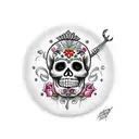 sugar skull playing drums in the light of an 18 wheeler tattoo design idea