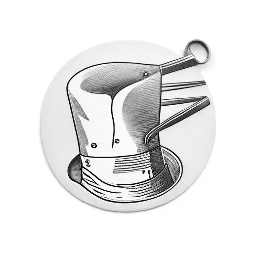 A whimsical tattoo of a chef's hat surrounded by various kitchen utensils tattoo design idea