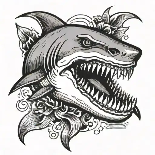 great white shark jaw tattoo design idea