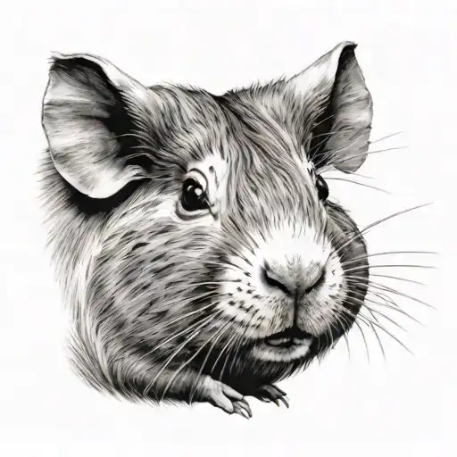 tattoo of a guinea pig with a black head and a red color near the left eye, then half of the body is white, then half of tattoo design idea