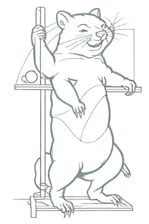 dancing wombat in a bar in Tokyo with a stripper pole 20 pounds and a disco ball  tattoo design idea