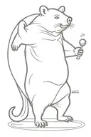 dancing wombat in a bar in Tokyo with a stripper pole 20 pounds and a disco ball  tattoo design idea
