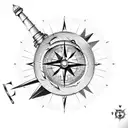 broken compass and lighthouse tattoo design idea