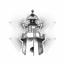 broken compass and lighthouse tattoo design idea