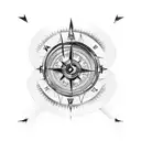broken compass and lighthouse tattoo design idea