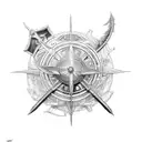 Heron sword with Wheel of Time tattoo design idea