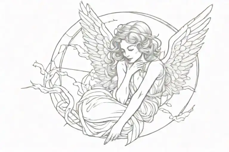 Little angel is trapped tattoo design idea