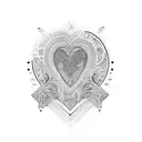 write the name "Roshni" and include heart and heart bit inside the name tattoo design idea